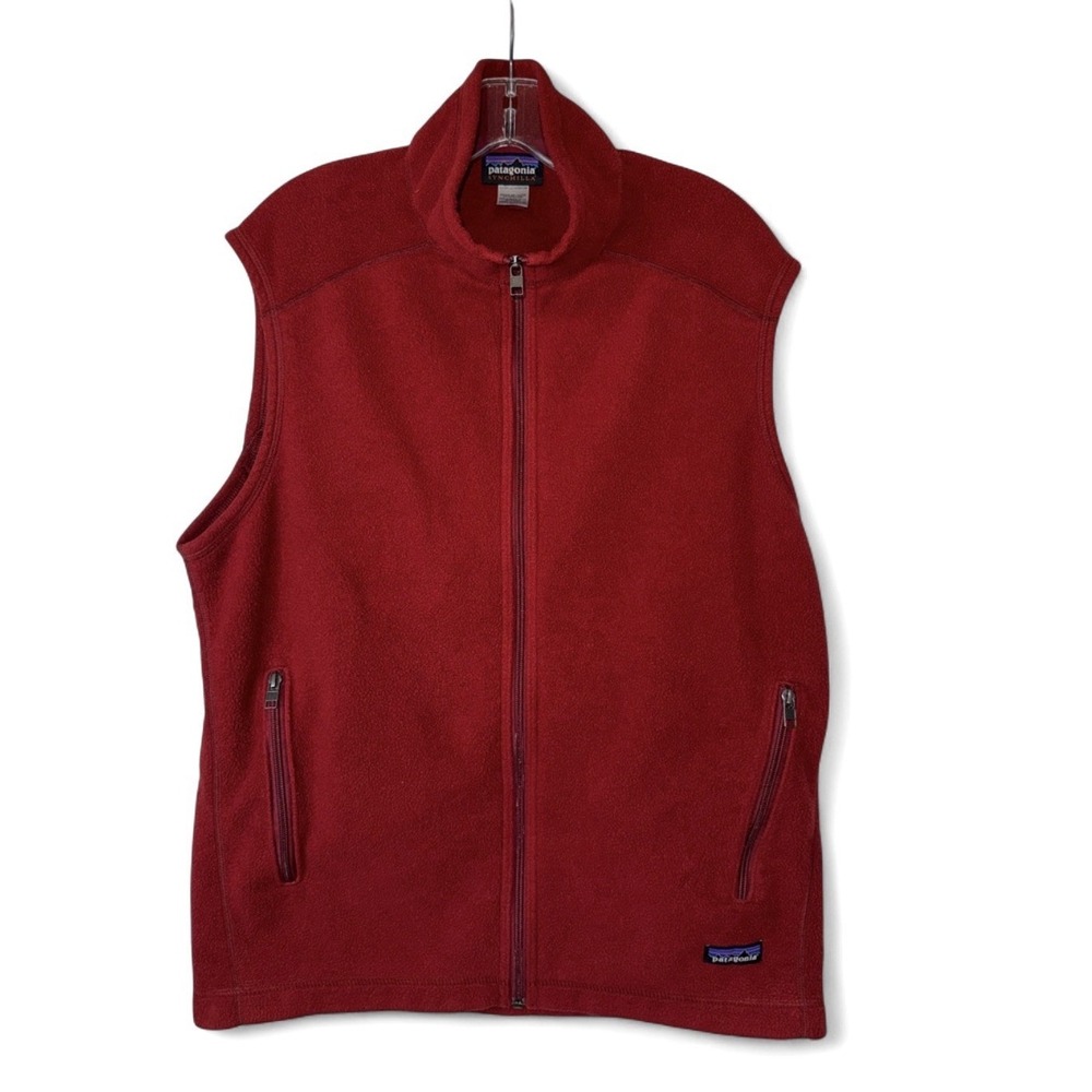 Patagonia Synchilla Fleece Vest Mens Large Red Full Zip Hiking Gorpcore 2014